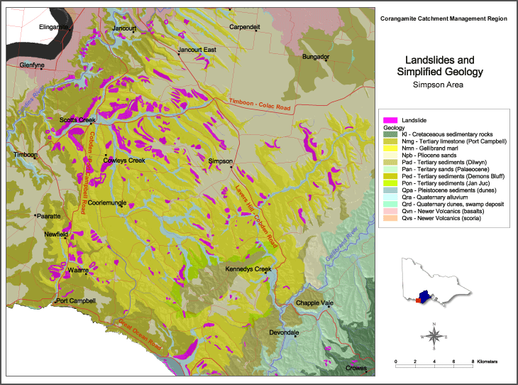 Map:  Landslide & Simplified Geology - Simpson