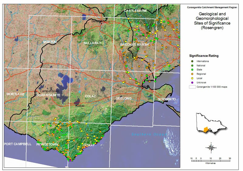 Map:  Corangamite Geological and Geomorphological Sites of Significance