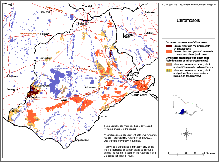 Map:  Chromosols in the Corangamite Area