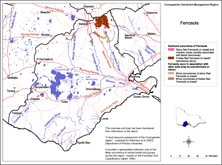 Map:  Ferrosols in the Corangamite Region