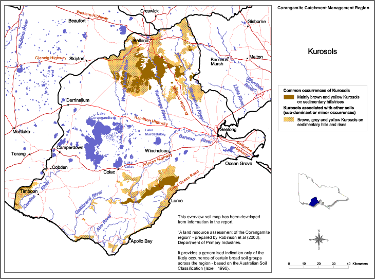 Map:  Kurosols in the Corangamite Region