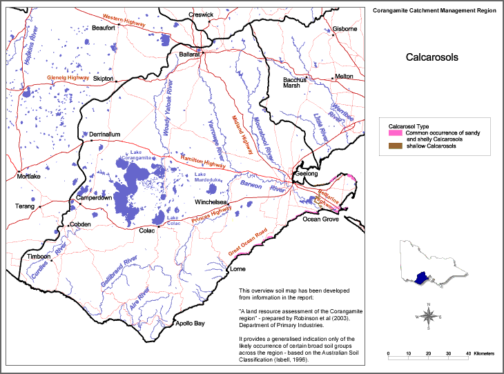 Map:  Calcarosols in the Corangamite Region