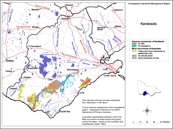 Map:  Kandosols in the Corangamite Region