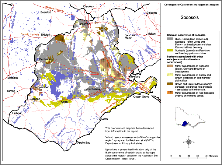 Map:  Sodosols in the Corangamite Region