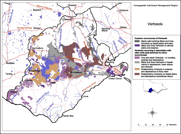 Map:  Vertosols in the Corangamite Region