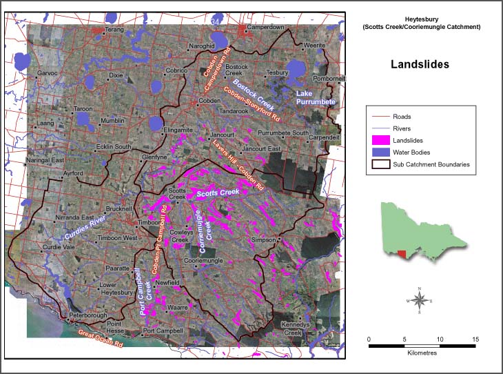 Map:  Landslides in the Heytesbury area