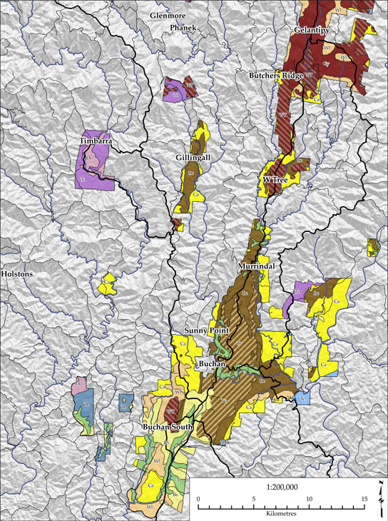 Soils and landforms of the Buchan and Suggan Buggan region - thumb nail - Gelantipy map
