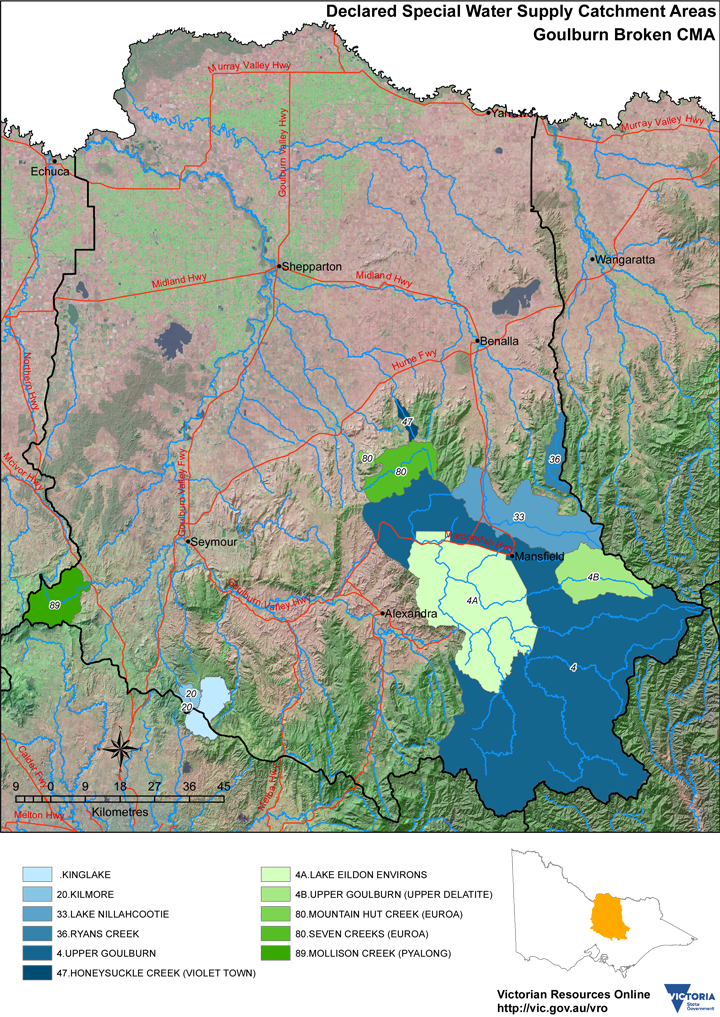 Declared Special Water Supply Catchments Areas in Goulburn Broken