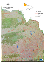 Mallee catchment management region showing major landform features and land use