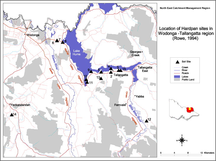 Image;  Location of hardpans in the Tallangatta-Wodonga Region