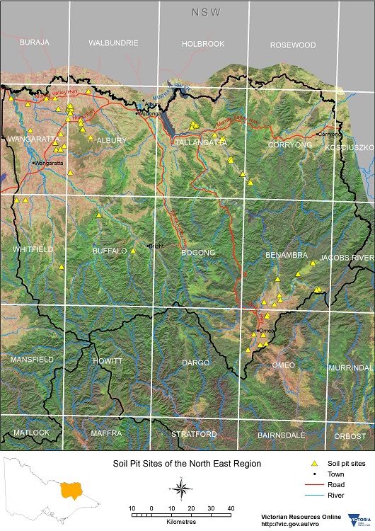Map: Mapsheet Grid of soil pits in the NE region