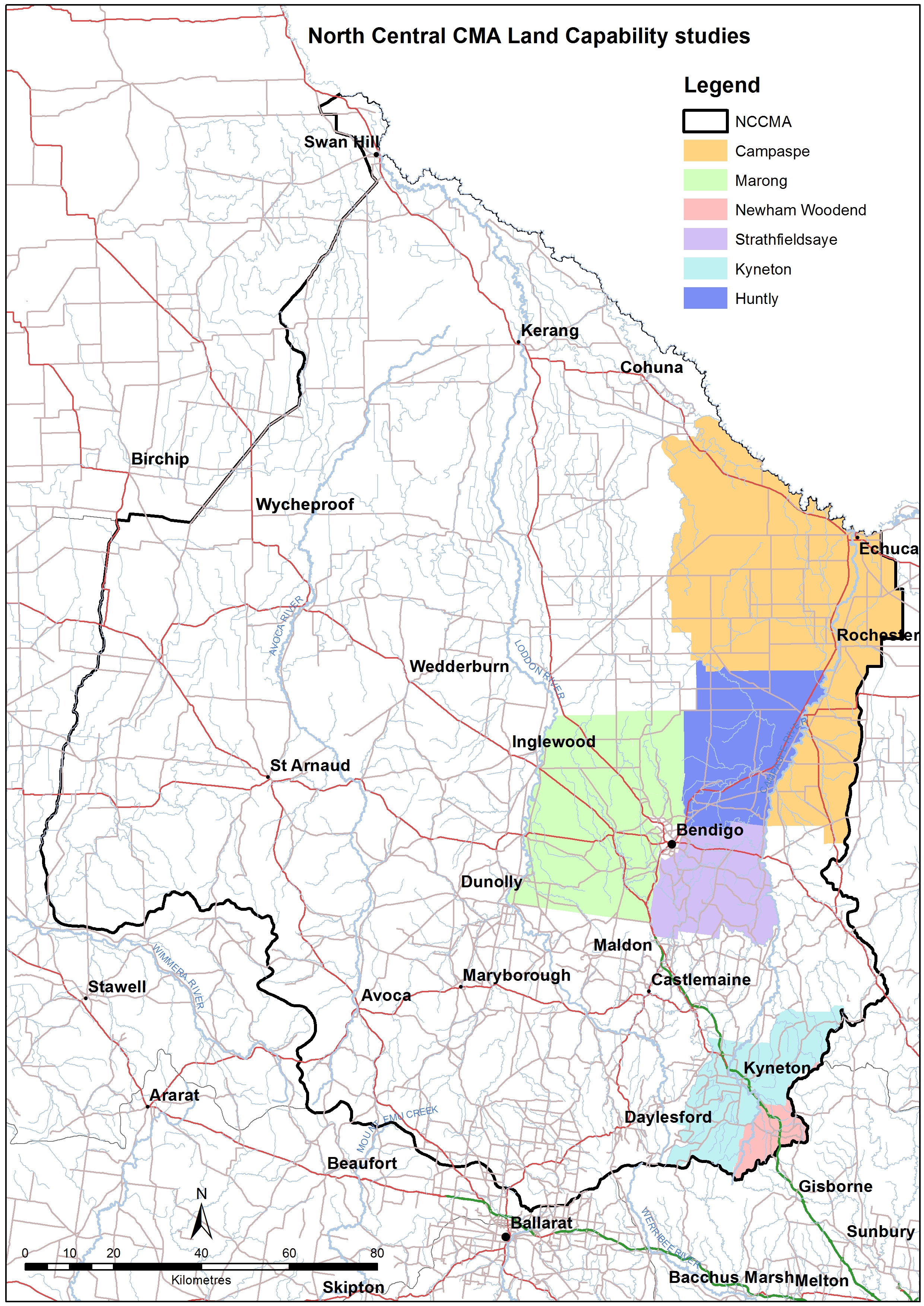 Map showing location of NC land capability studies