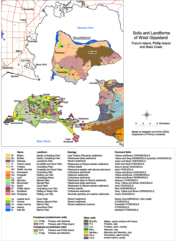 </font>Map:  French Island, Phillip Island and Bass Coast - Soils & Landform