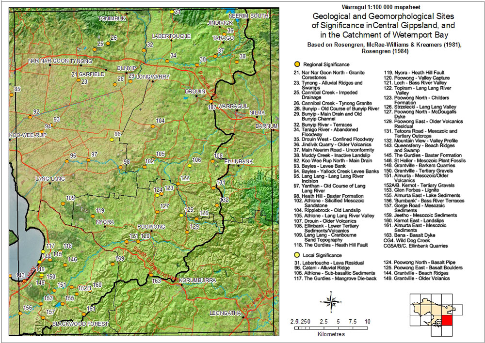 Sites of Geological and Geomorphological Significance - Warragul - Regional, Local