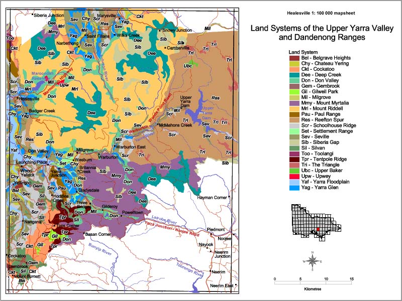 Upper Yarra Valley Land Systems Map - Healesville