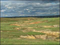 Soil degredation shown in a landscape