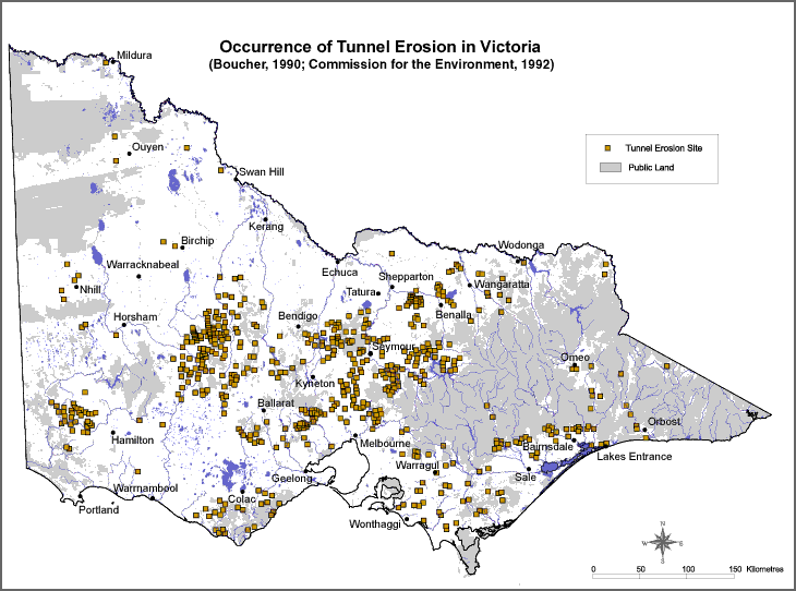 Image:  Occurrence of field tunnel erosion in Victoria