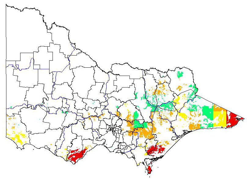 Map showing potential distribution of darwins barberry
