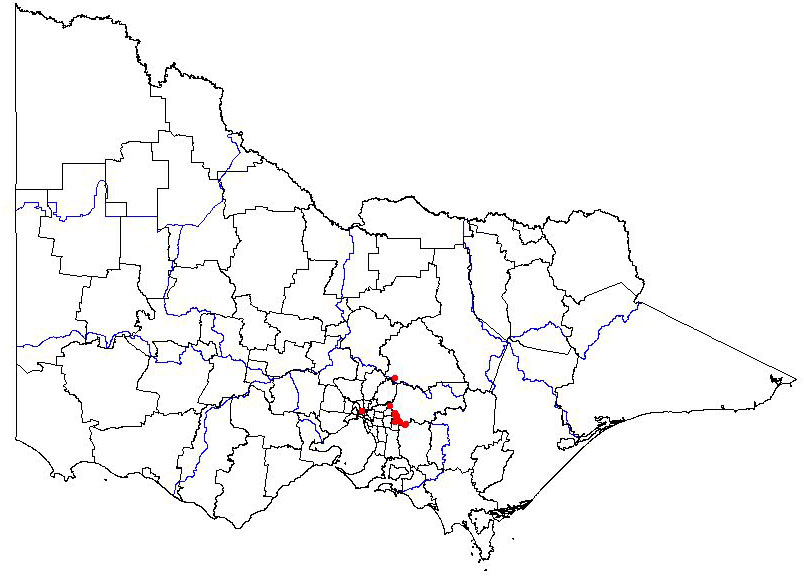 Map of the present distribution of darwins barberry
