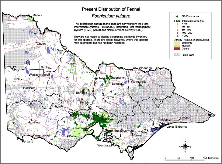 Map:  Present distribution - Fennel