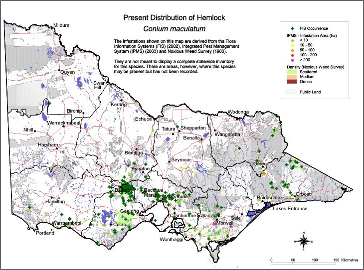 Map:  Present distribution - Hemlock
