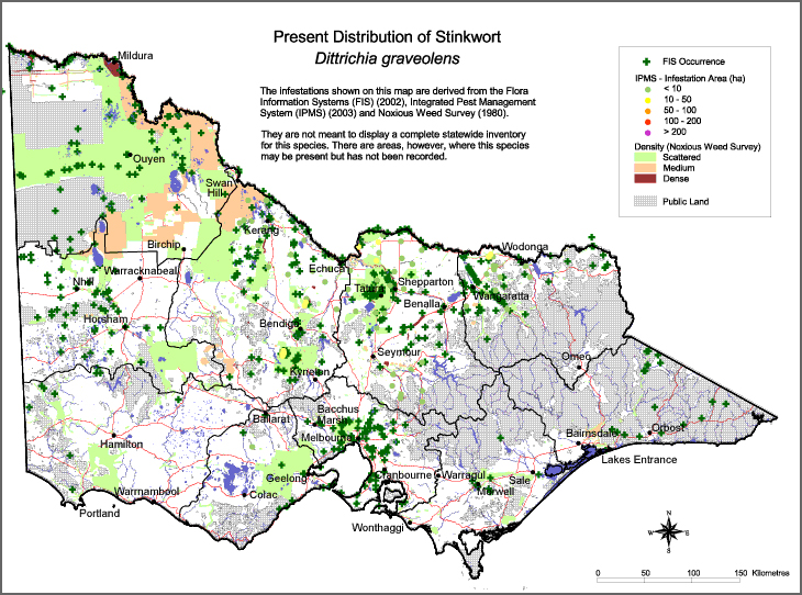 Map:  Present distribution - Stinkwort