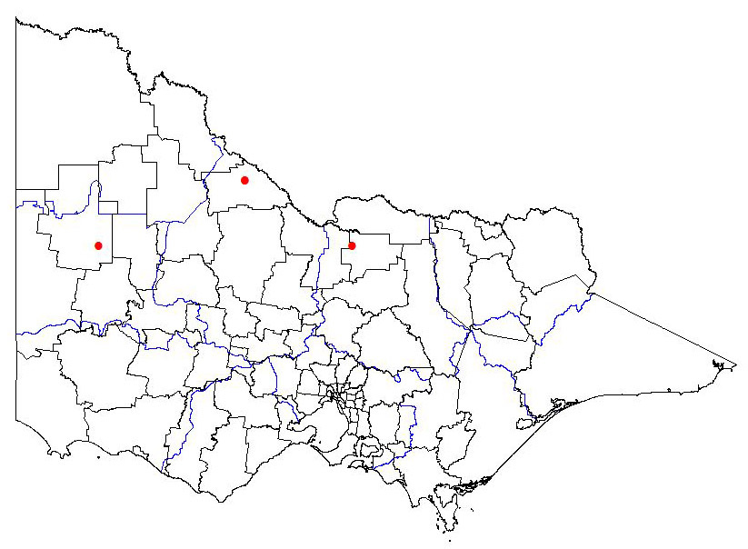 map showing the present distribution of grindelia squarrosa