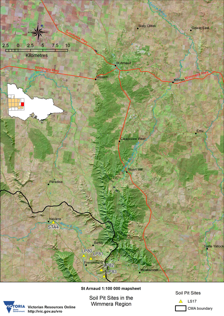 Map: St Arnaud Soil Pit Map