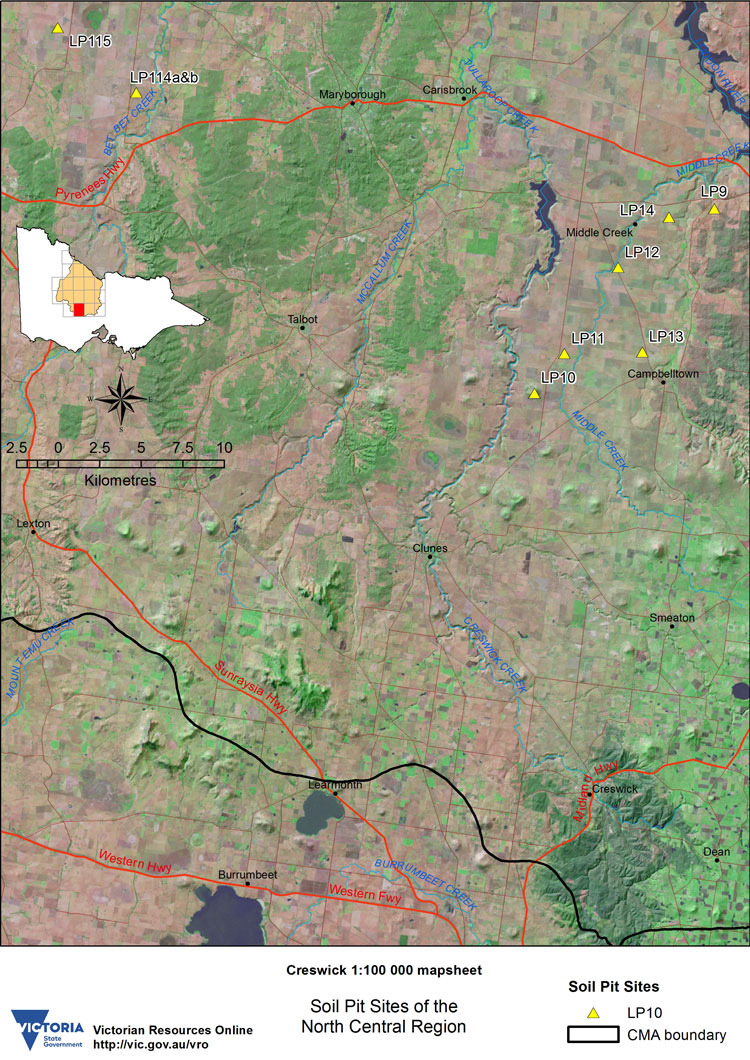 Creswick soil pit map