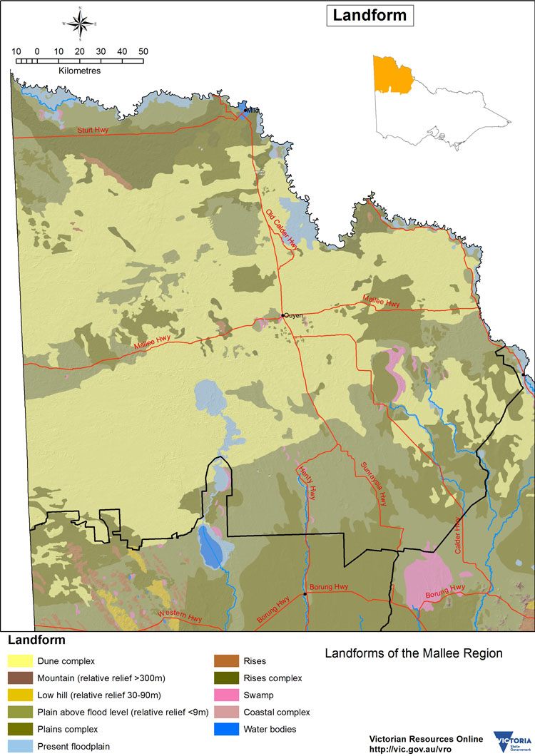 Map showing the landform units of the Mallee