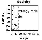 Graph: Sodicity levels in Soil Pit MP3