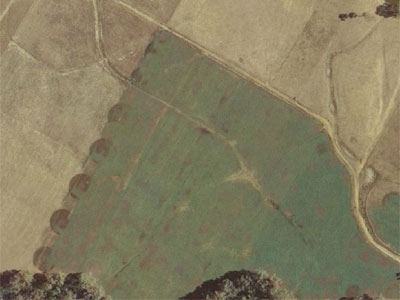 Figure 3: Aerial photograph showing dry patches due to incorrect sprinkler placement