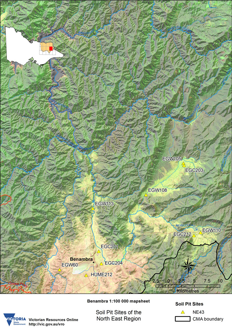 Map: Benambra mapsheet of soil pits