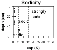 Graph: Sodicity levels in Soil Pit Site LP39