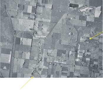 Photo: Air photo showing Quaternary period features in the Koo-Wee-Rup region.