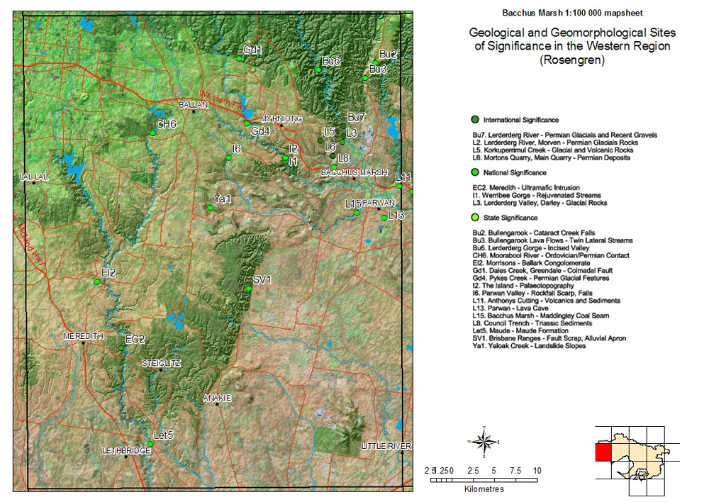 Sites of Geological and Geomorphological Significance - Bacchus Marsh - International, National, State