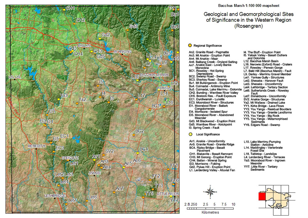 Sites of Geological and Geomorphological Significance - Bacchus Marsh - Regional, Local