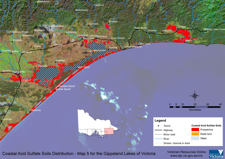 Potential Coastal Acid Sulphate Soil - Gippsland Lakes Victorian Coast