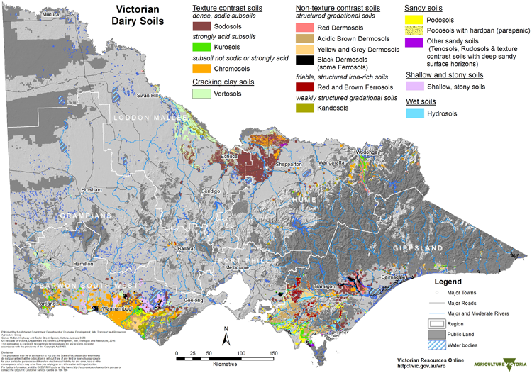 Outline of Victoria showing area must suitable for dairying