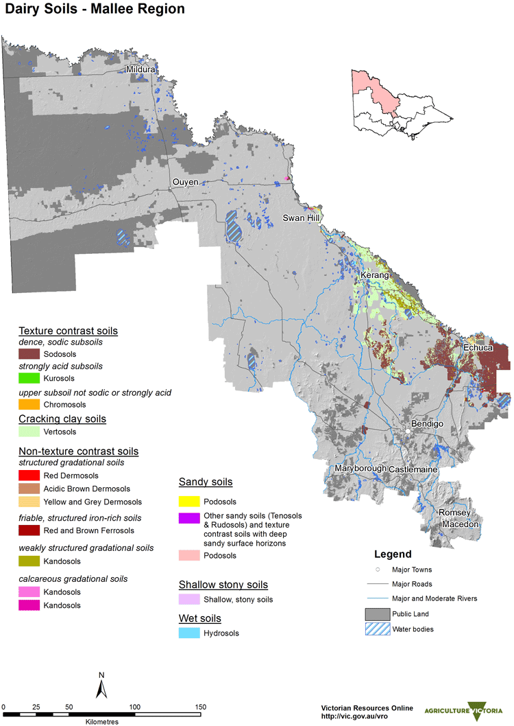 Map showing the dairy soils in the Loddon-Mallee region