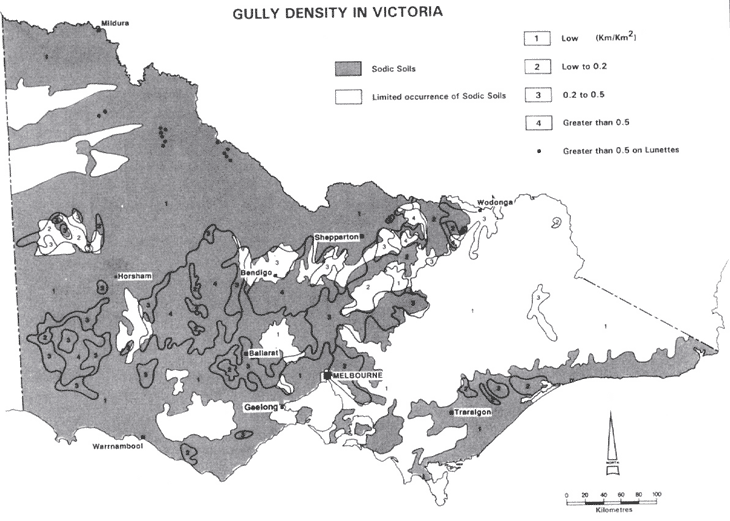 Image:  Gully density in relation to soil sodicity