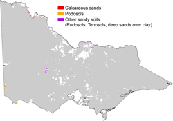 thumbnail map of distribution of sandy soils in horticulture