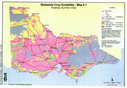 Map showing land suitablity for summer potatoes
