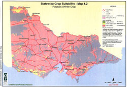 map showing land suitalbliity for winter potatoes