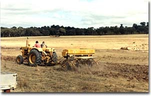 Chisel seeding near Bailliestone.  Tunnel erosion is evident at the center right hand side of the photograph. (Photograph: Stuart Boucher)