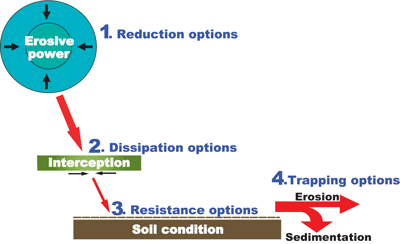 This diagram illustrates the four options for soil erosion control