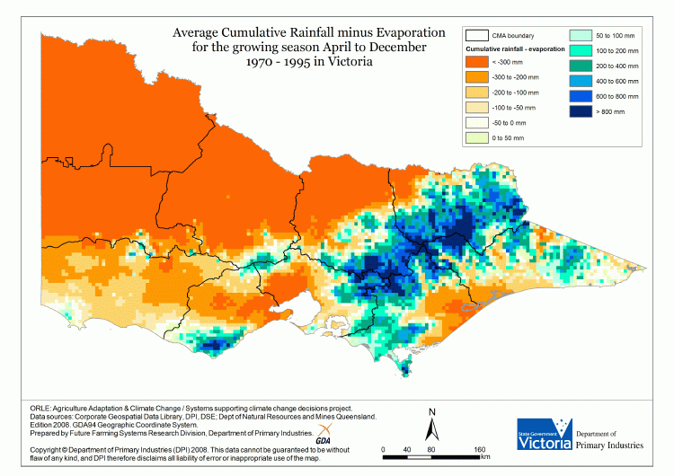 Rainfall - Evaporation 1970 - 1995
