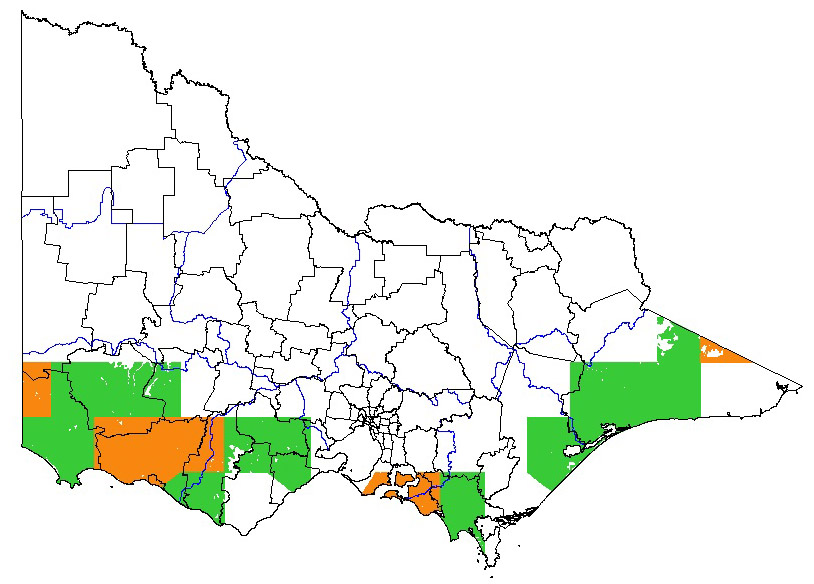 map showing the potential distrbution of corky passionfrui