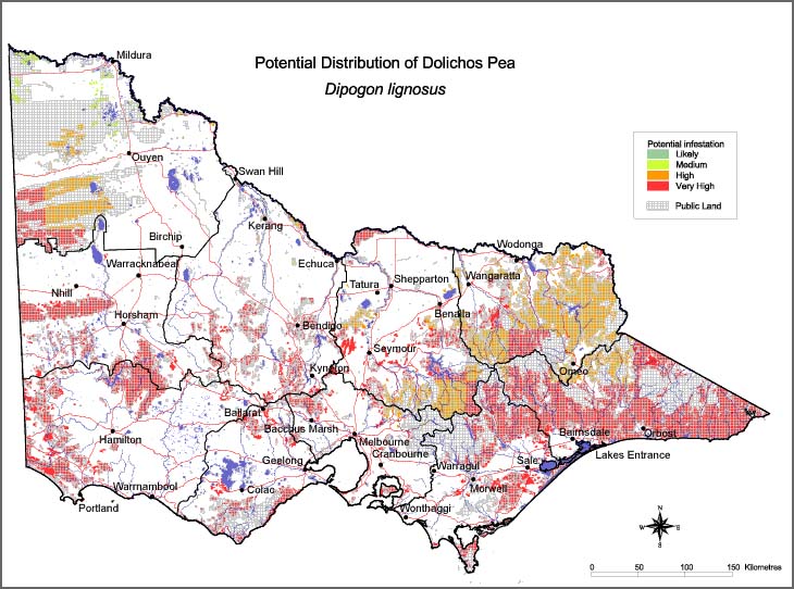 Map:  Potential distribution - Dolichos Pea