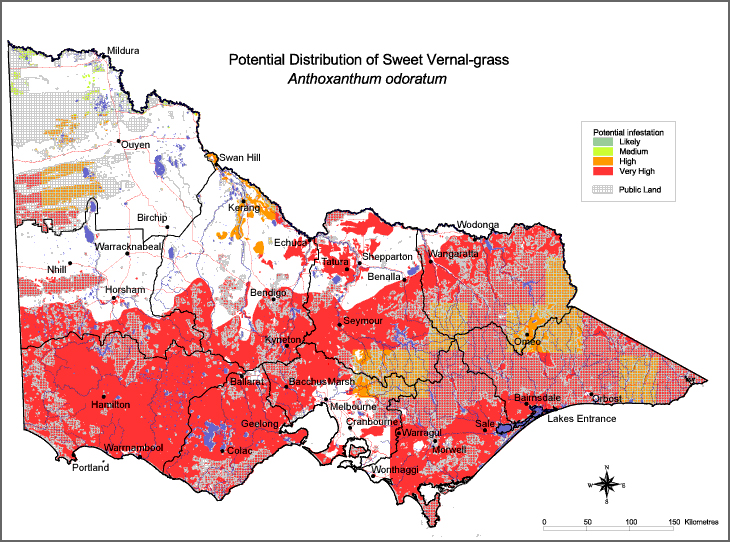 Map:  Potential distribution - Sweet Vernal Grass